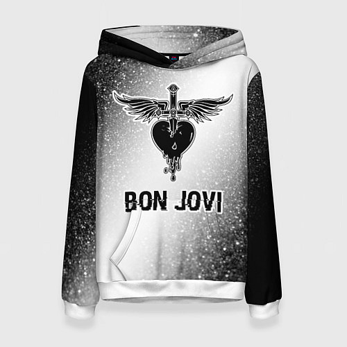 Женская толстовка Bon Jovi glitch на светлом фоне / 3D-Белый – фото 1