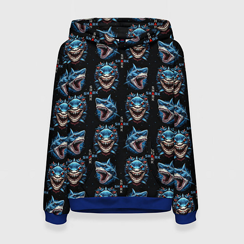 Женская толстовка Shark - pattern / 3D-Синий – фото 1