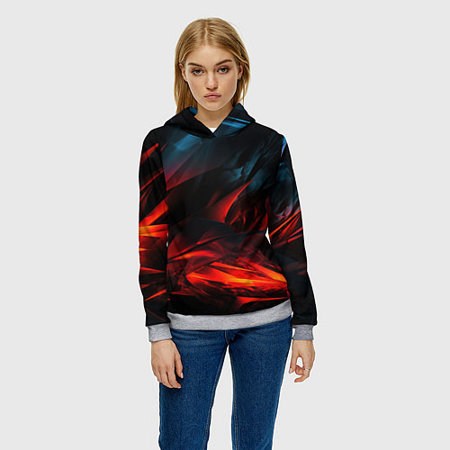 Женская толстовка Red black abstract / 3D-Меланж – фото 3