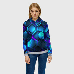 Толстовка-худи женская Объемные неоновые плиты, цвет: 3D-меланж — фото 2