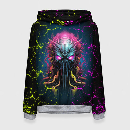 Женская толстовка Alien - neon style / 3D-Меланж – фото 1