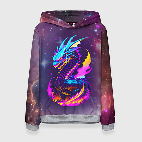 Женская толстовка Space dragon - neon glow - neural network / 3D-Меланж – фото 1