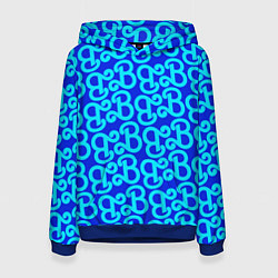 Толстовка-худи женская Логотип Барби - синий паттерн, цвет: 3D-синий