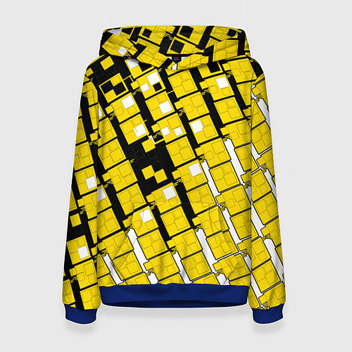 Женская толстовка Киберпанк квадраты жёлтые / 3D-Синий – фото 1