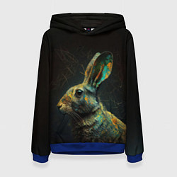 Толстовка-худи женская Магический кролик, цвет: 3D-синий