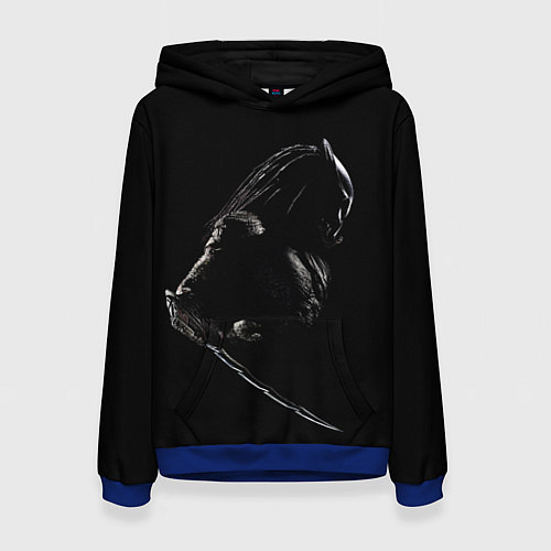 Женская толстовка Хищник на черном фоне / 3D-Синий – фото 1