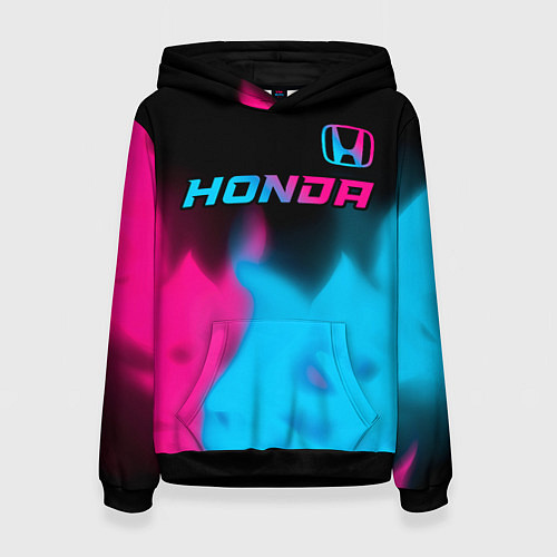 Женская толстовка Honda - neon gradient: символ сверху / 3D-Черный – фото 1