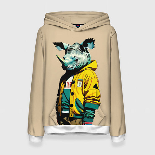 Женская толстовка Dude rhino - urban style / 3D-Белый – фото 1