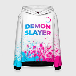 Женская толстовка Demon Slayer neon gradient style: символ сверху