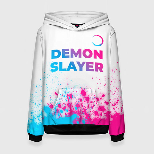 Женская толстовка Demon Slayer neon gradient style: символ сверху / 3D-Черный – фото 1