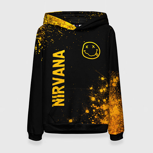 Женская толстовка Nirvana - gold gradient: надпись, символ / 3D-Черный – фото 1