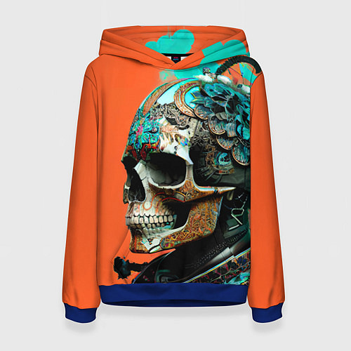 Женская толстовка Art skull - irezumi - Japan / 3D-Синий – фото 1