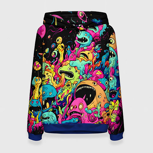 Женская толстовка Космические зубастые монстры / 3D-Синий – фото 1