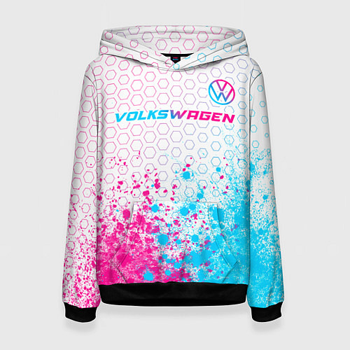 Женская толстовка Volkswagen neon gradient style: символ сверху / 3D-Черный – фото 1