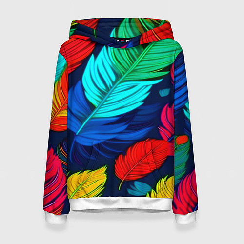 Женская толстовка Яркие перья / 3D-Белый – фото 1