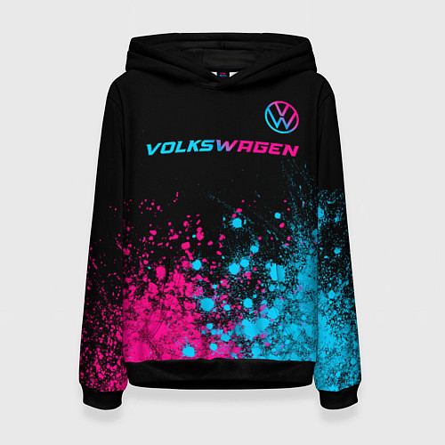 Женская толстовка Volkswagen - neon gradient: символ сверху / 3D-Черный – фото 1