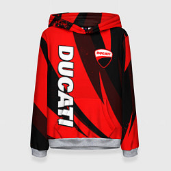 Толстовка-худи женская Ducati - красные волны, цвет: 3D-меланж