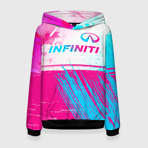 Женская толстовка Infiniti neon gradient style: символ сверху / 3D-Черный – фото 1