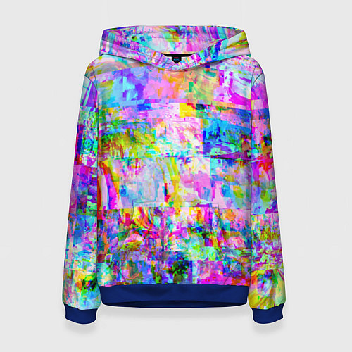 Женская толстовка Яркий неоновый абстрактный Glitch / 3D-Синий – фото 1