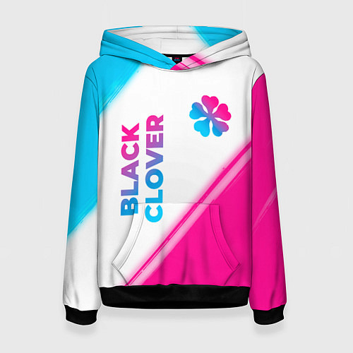 Женская толстовка Black Clover neon gradient style: надпись, символ / 3D-Черный – фото 1