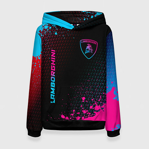 Женская толстовка Lamborghini - neon gradient: надпись, символ / 3D-Черный – фото 1