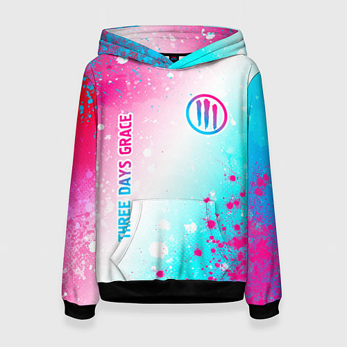 Женская толстовка Three Days Grace neon gradient style: надпись, сим / 3D-Черный – фото 1