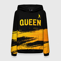 Толстовка-худи женская Queen - gold gradient: символ сверху, цвет: 3D-черный
