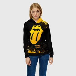 Толстовка-худи женская Rolling Stones - gold gradient, цвет: 3D-черный — фото 2