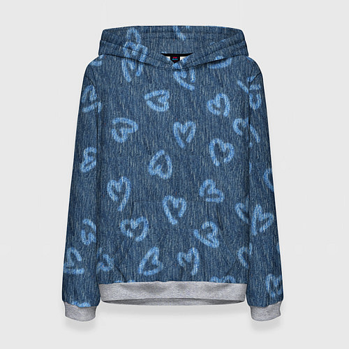 Женская толстовка Hearts on denim / 3D-Меланж – фото 1