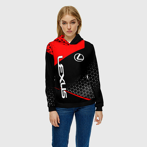 Женская толстовка Lexus - red sportwear / 3D-Черный – фото 3