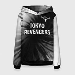 Толстовка-худи женская Tokyo Revengers glitch на темном фоне: символ свер, цвет: 3D-черный