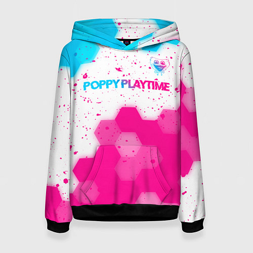 Женская толстовка Poppy Playtime neon gradient style: символ сверху / 3D-Черный – фото 1