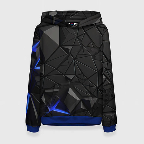 Женская толстовка Черная объемная текстура / 3D-Синий – фото 1
