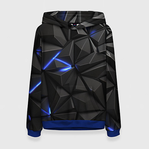 Женская толстовка Неоновое синее свечение на черном / 3D-Синий – фото 1