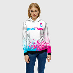 Толстовка-худи женская Beastars neon gradient style: символ сверху, цвет: 3D-черный — фото 2