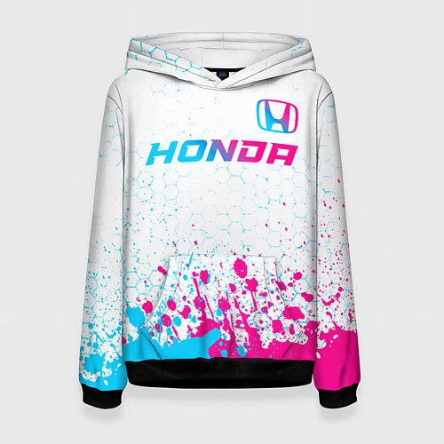 Женская толстовка Honda neon gradient style: символ сверху / 3D-Черный – фото 1
