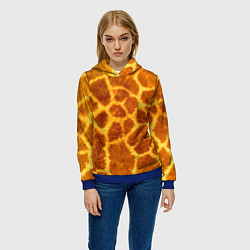 Толстовка-худи женская Шкура жирафа - текстура, цвет: 3D-синий — фото 2