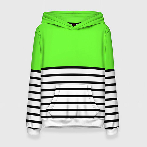 Женская толстовка Полосатый ярко-салатовый / 3D-Белый – фото 1