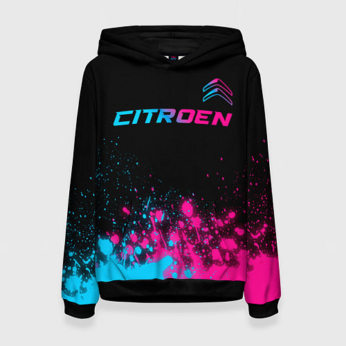 Женская толстовка Citroen - neon gradient: символ сверху / 3D-Черный – фото 1