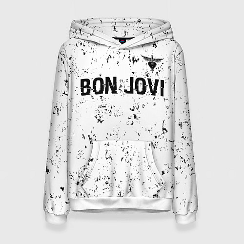 Женская толстовка Bon Jovi glitch на светлом фоне: символ сверху / 3D-Белый – фото 1