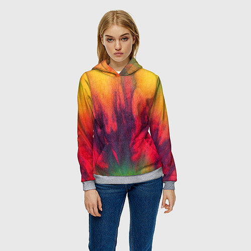 Женская толстовка Огненный тай дай / 3D-Меланж – фото 3