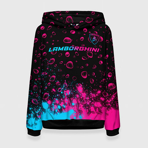 Женская толстовка Lamborghini - neon gradient: символ сверху / 3D-Черный – фото 1