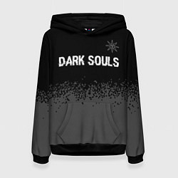 Толстовка-худи женская Dark Souls glitch на темном фоне: символ сверху, цвет: 3D-черный