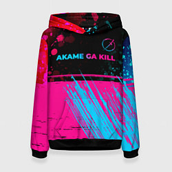 Толстовка-худи женская Akame ga Kill - neon gradient: символ сверху, цвет: 3D-черный