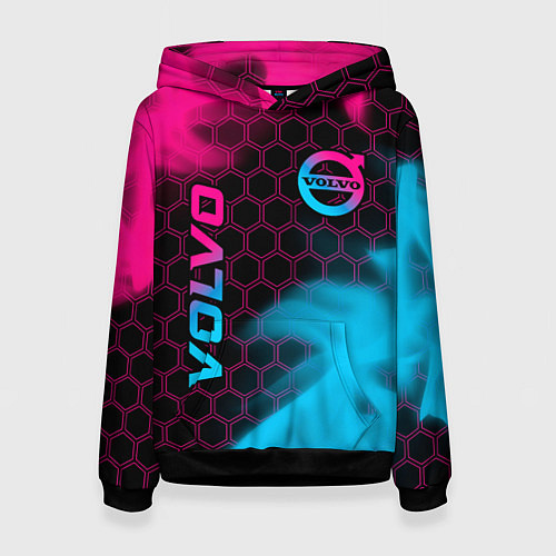Женская толстовка Volvo - neon gradient: надпись, символ / 3D-Черный – фото 1