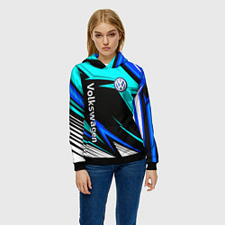Толстовка-худи женская Фольцваген - sport uniform, цвет: 3D-черный — фото 2