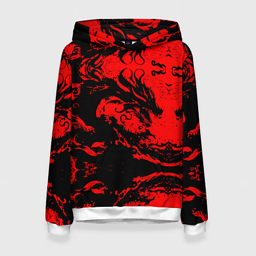 Женская толстовка Черный дракон на красном небе / 3D-Белый – фото 1