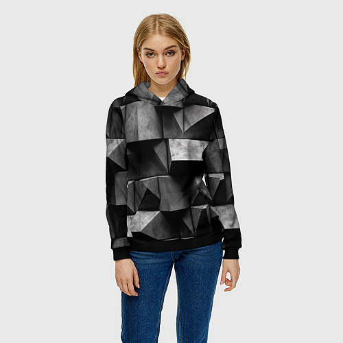 Женская толстовка Обман зрения и каменные плиты / 3D-Черный – фото 3