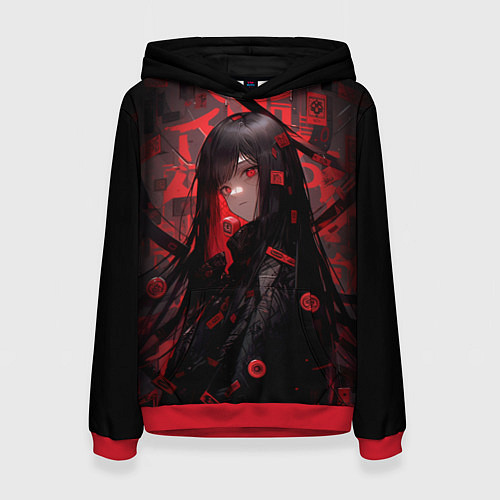Женская толстовка Anime girl - black and red / 3D-Красный – фото 1