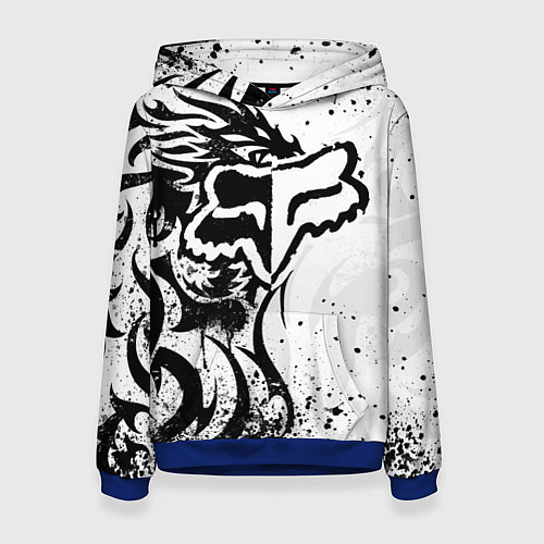 Женская толстовка Fox motocross - белый дракон / 3D-Синий – фото 1